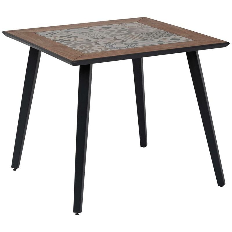 Table de jardin bistro Lambada céramique & graphite 4 places en acier traité époxy - Hespéride - Céramique / graphite