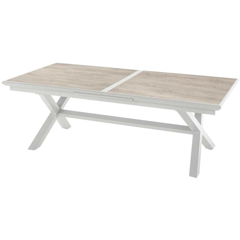Hesperide - Table de jardin extensible Axiome sépia & blanc 10 places en aluminium traité époxy - Hespéride - Sépia / blanc