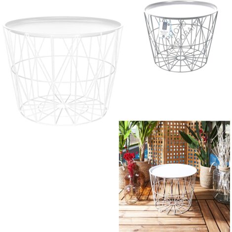 TABLE FILAIRE METAL BLANC DIAMETRE 50CM M4