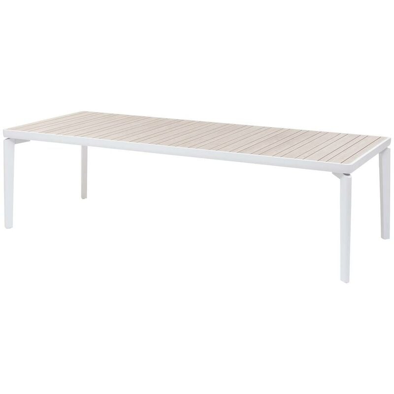 Table de jardin rectangulaire Ibaia lin blanc 10 places en aluminum traité en epoxy - Hespéride - Lin / blanc