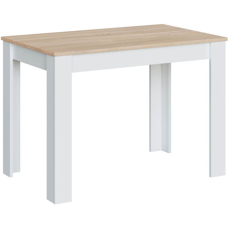 vs venta-stock - table fixe silo couleur chêne et blanc, table de cuisine, longueur 109 cm - blanc