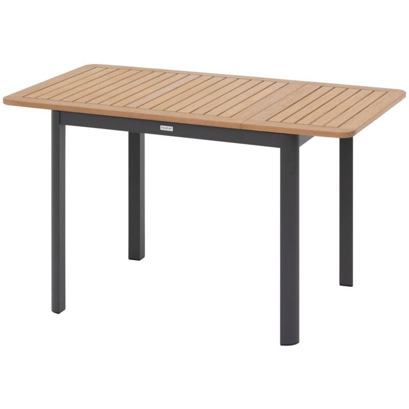 Table de jardin extensible Folya en aluminium lin et argile traité époxy 4 places - Hespéride - Eucalyptus / graphite