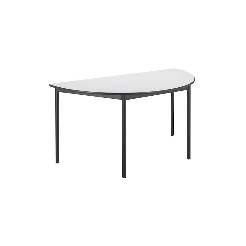 Sans Marque - Table multi-usages demi-rond l 140 x p 70 cm, piétement noir - Confort - plateau gris - Maxiburo