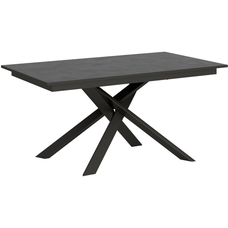 Itamoby - Table extensible 90x160/220 cm Ganty Spatule Anthracite Bord Anthracite Structure Anthracite