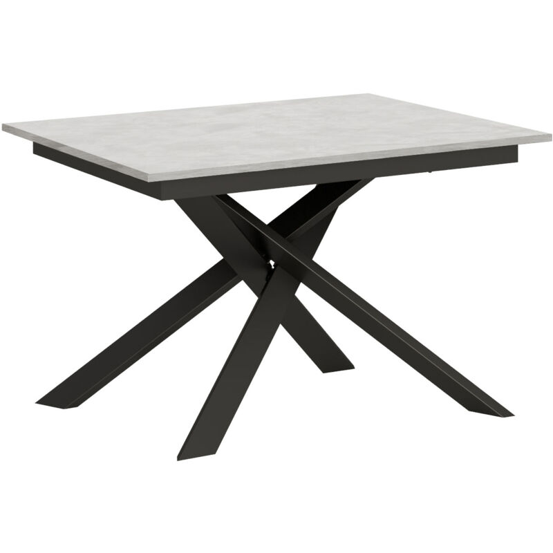 Table extensible 90x120/180 cm Ganty Spatulé Blanc chant de la même couleur que le piètement Anthracite