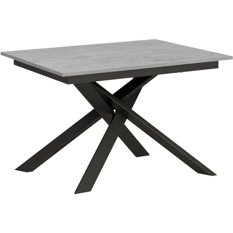 Table extensible 90x120/180 cm Ganty Cemento chant de la même couleur que le piètement Anthracite