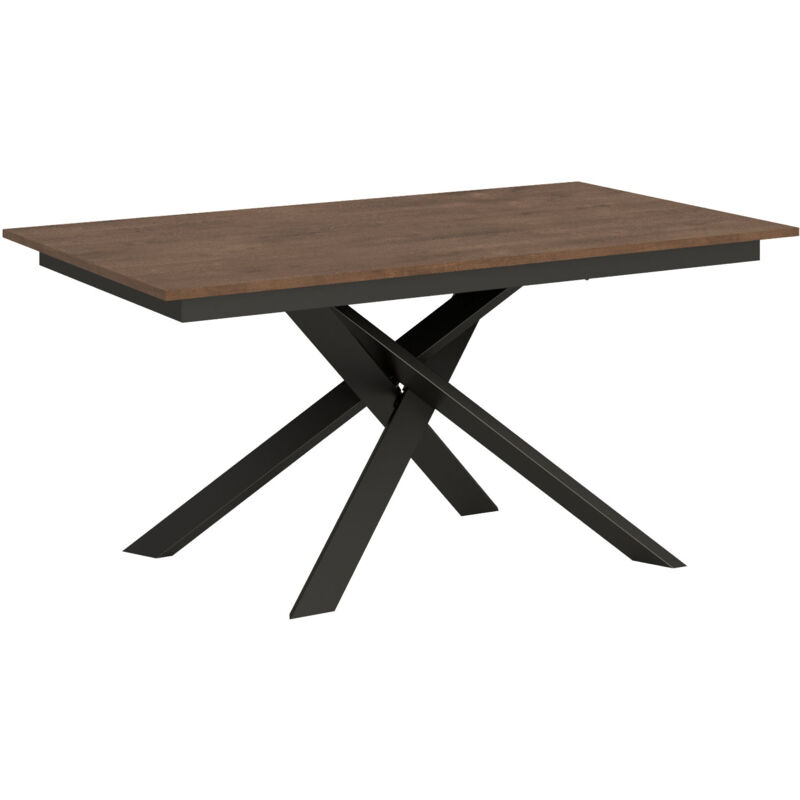Itamoby - Table extensible 90x160/220 cm Ganty Noyer chant de la même couleur que le piètement Anthracite
