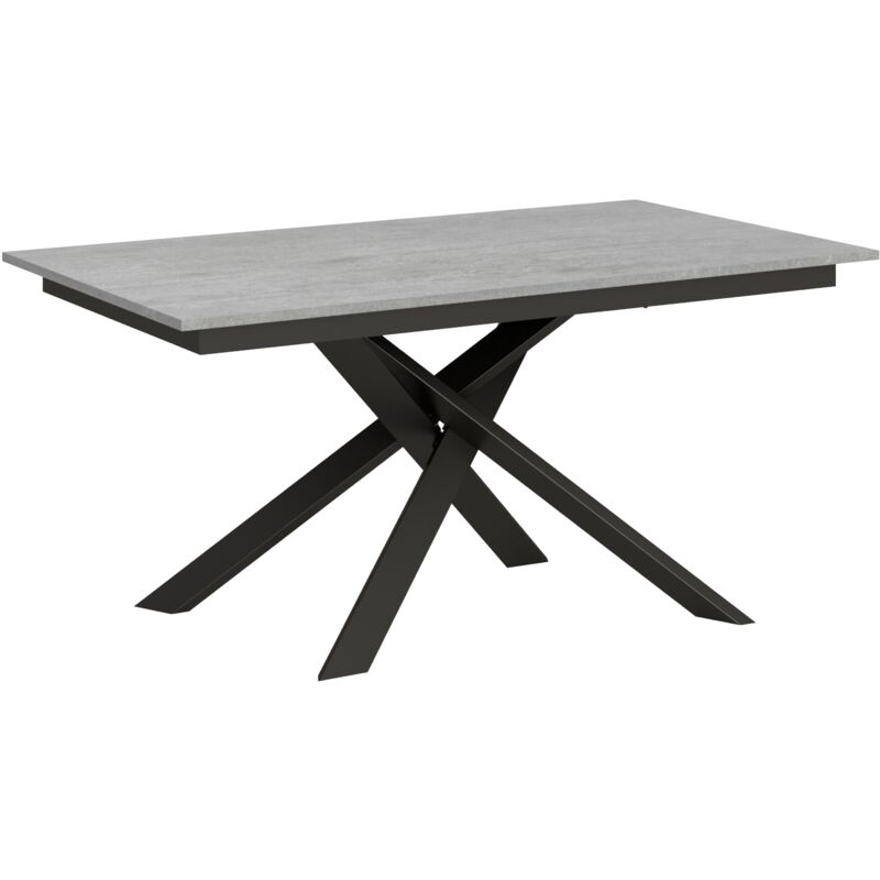 Table extensible 90x160/220 cm Ganty Cemento chant de la même couleur que le piètement Anthracite