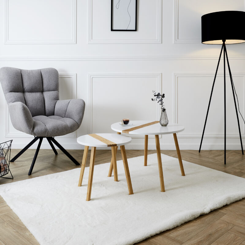 The Home Deco Factory - Tables gigognes bicolores Relief (Lot de 2)