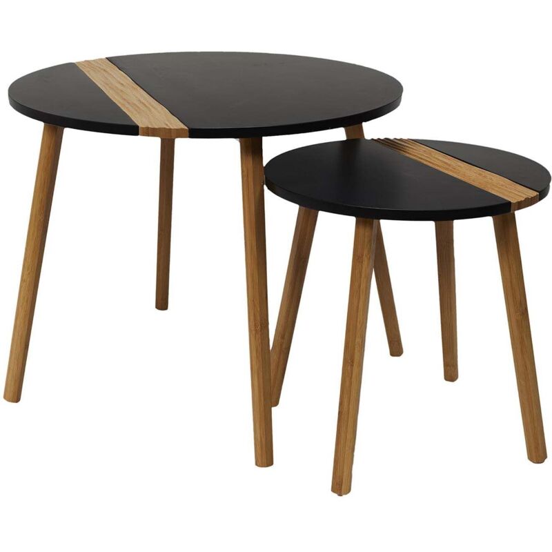 The Home Deco Factory - Tables gigognes bicolores Relief (Lot de 2)