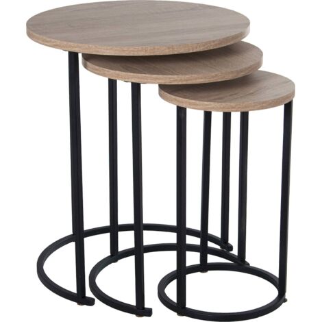 Table gigogne chêne noir élégante et moderne - Noir et chêne