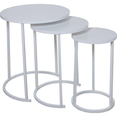 Table gigogne épurée pour intérieur chic et pratique - Blanc paba bois