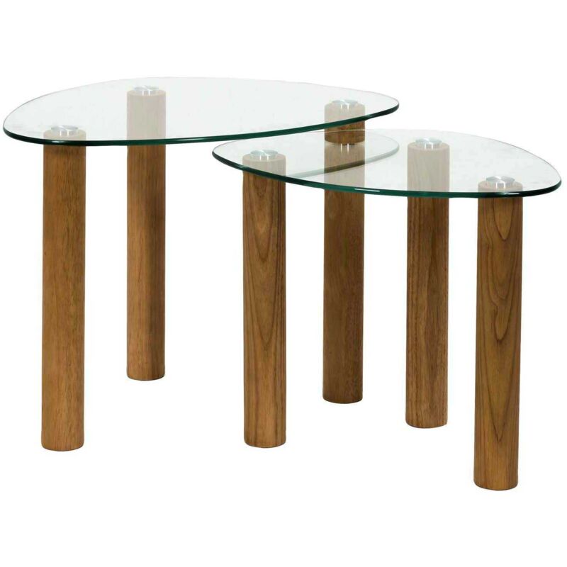 The Home Deco Factory - Table gigogne galet en verre trempé Clara (Lot de 2)