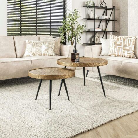 Table gigogne industrielle effet métal doré (lot de 2)