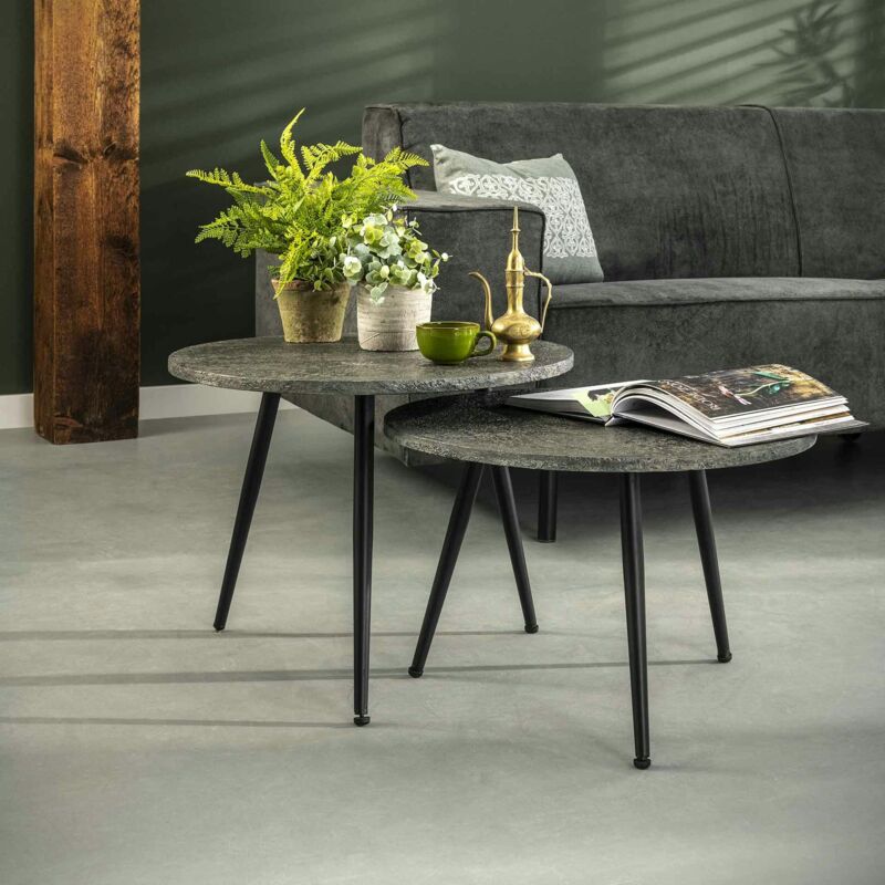 Pier Import - Table gigogne industrielle effet métal (lot de 2)
