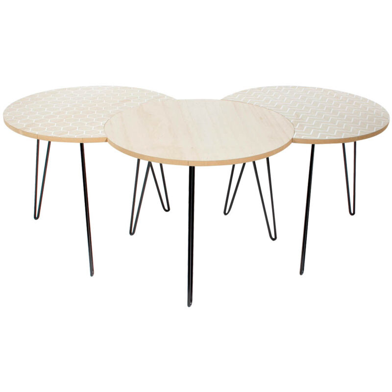 The Home Deco Factory – Tables basses gigognes blanches x3 – Plateau en bois – Pieds métalliques – Design contemporain modulable The Home Deco Factory – Tables basses gigognes blanches x3 – Plateau en bois – Pieds métalliques – Design contemporain modulable