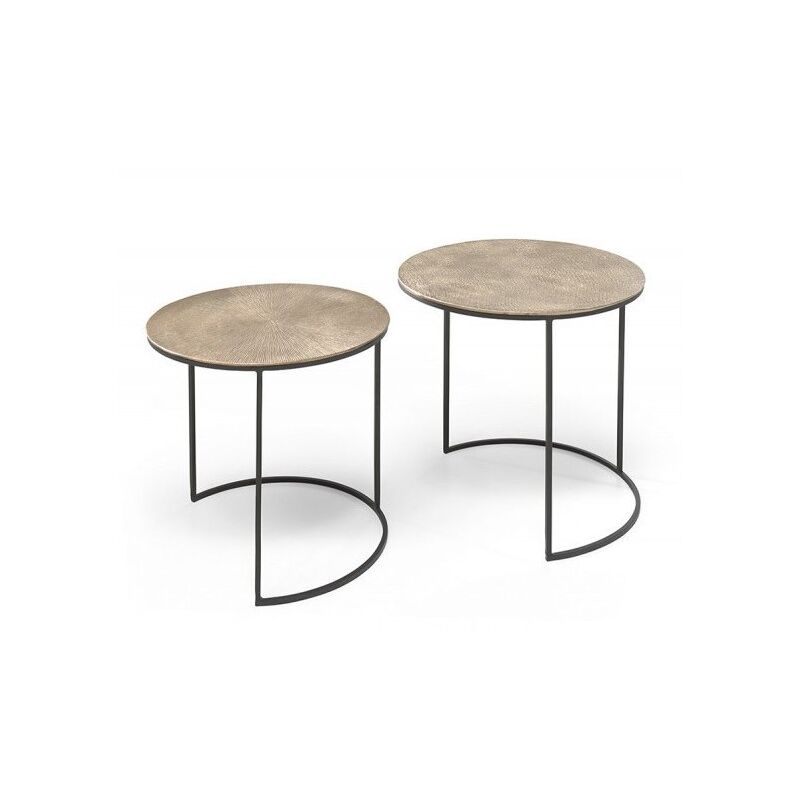 table gigogne ronde 2 pièces en métal style industriel collection leyla - noir