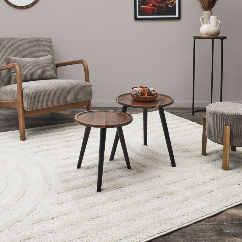 The Home Deco Factory - Table gigogne ronde en acacia (Lot de 2) The Home Deco Factory - Table gigogne ronde en acacia (Lot de 2)