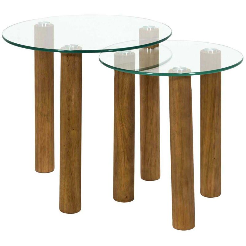The Home Deco Factory - Table gigogne ronde en verre trempé Clara (Lot de 2)