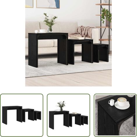 Table gigogne -  Table basse 3 pcs Chêne noir Bois d'ingénierie