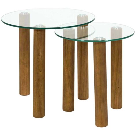Table Gigogne  Verre Trempe Rond Clara X2