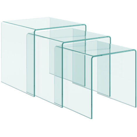 Table gigogne verre trempé transparent Kays - Lot de 3