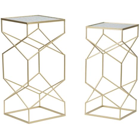 TABLE GLASSY SET 2 PCS CM 31,5X31,5X68-28X28X64