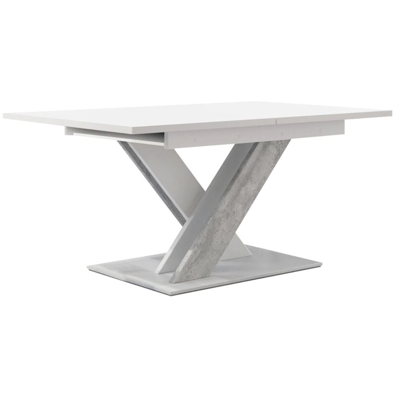 Mobilier1 - Table Goodyear 103, Blanc + Béton, 76x80x140cm, Allongement, Stratifié
