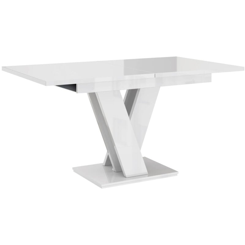 Table Goodyear 104, Blanc brillant, 76x80x120cm, Allongement, Stratifié