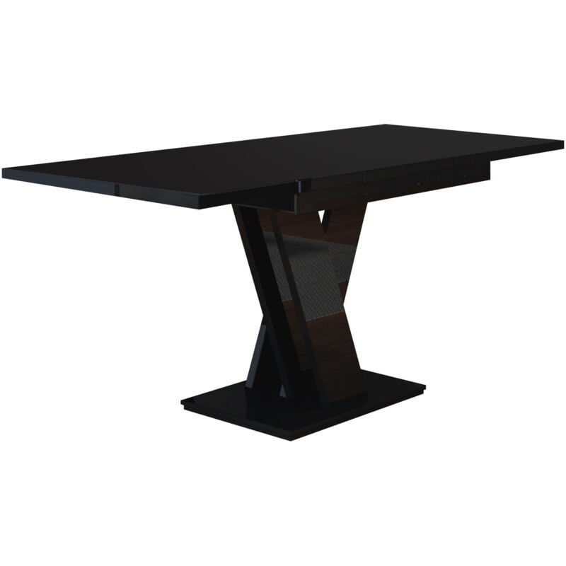 Mobilier1 - Table Goodyear 104, Noir brillant, 76x80x120cm, Allongement, Stratifié
