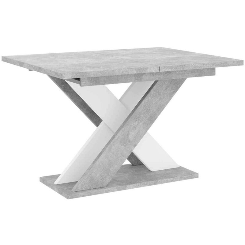 Mobilier1 - Table Goodyear 117, Gris + Blanc, 75x90x120cm, Allongement, Stratifié
