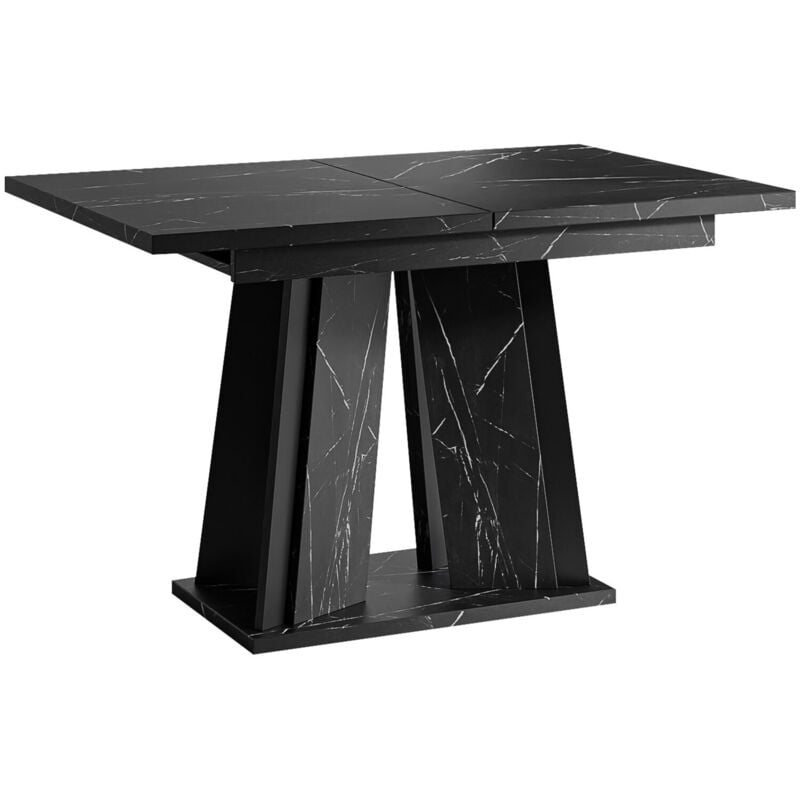 Mobilier1 - Table Goodyear 129, Marbre noir, 75x80x120cm, Allongement, Stratifié