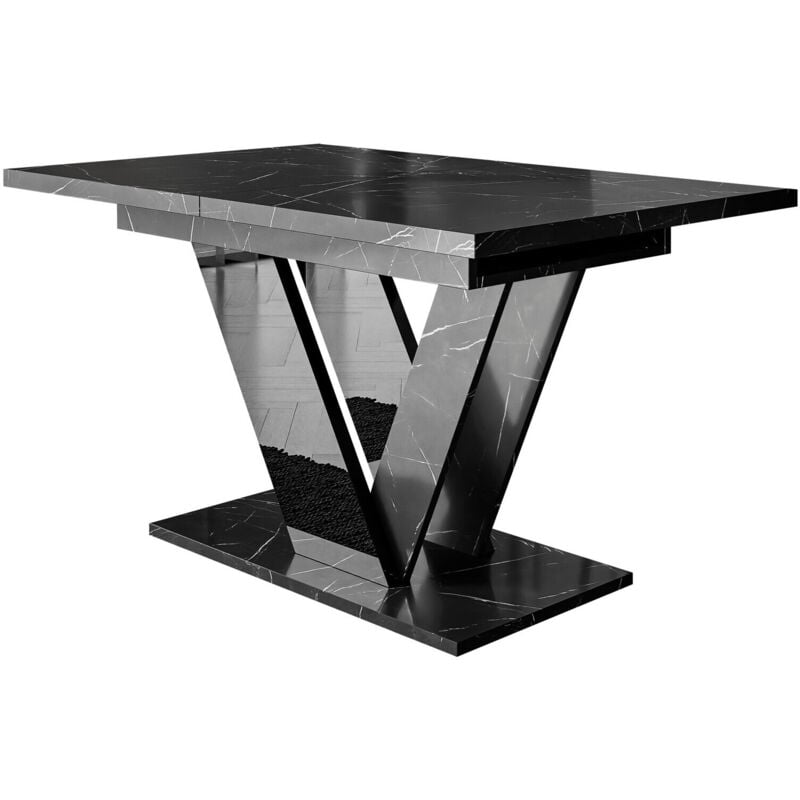 Mobilier1 - Table Goodyear 131, Marbre noir, 76x80x120cm, Allongement, Stratifié