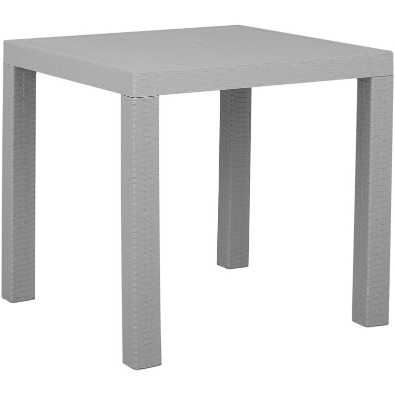 Table d'Extérieur Carrée 80 x 80 cm Gris Clair Effet Rotin Ultra Résistante et Aspect Élégant pour Jardin ou Terrasse au Style Moderne Beliani
