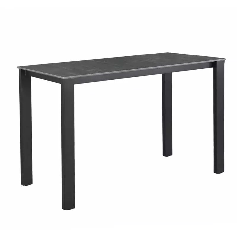 Meubletmoi - Table haute 140 cm rectangle céramique gris anthracite marbré - harper