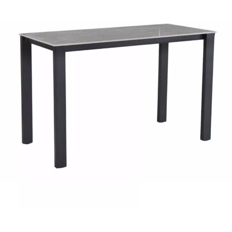 Table haute 140 cm rectangulaire céramique gris marbré - HARPER