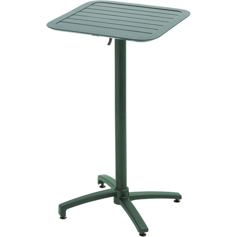 Table haute 60x60 cm inclinable de terrasse en aluminium vert foncé