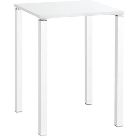 Table haute 80 x 80 cm blanche Exprim pieds blanc - Maxiburo