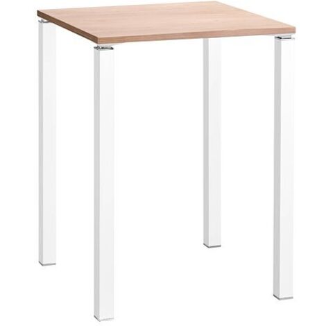 Table haute 80 x 80 cm chêne clair Exprim pieds blanc - Maxiburo