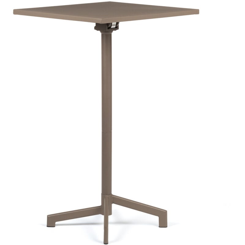 Table de bar carrée 60x60 cm pliable et convertible en 2 hauteurs en acier Dely Sklum Gris Taupe