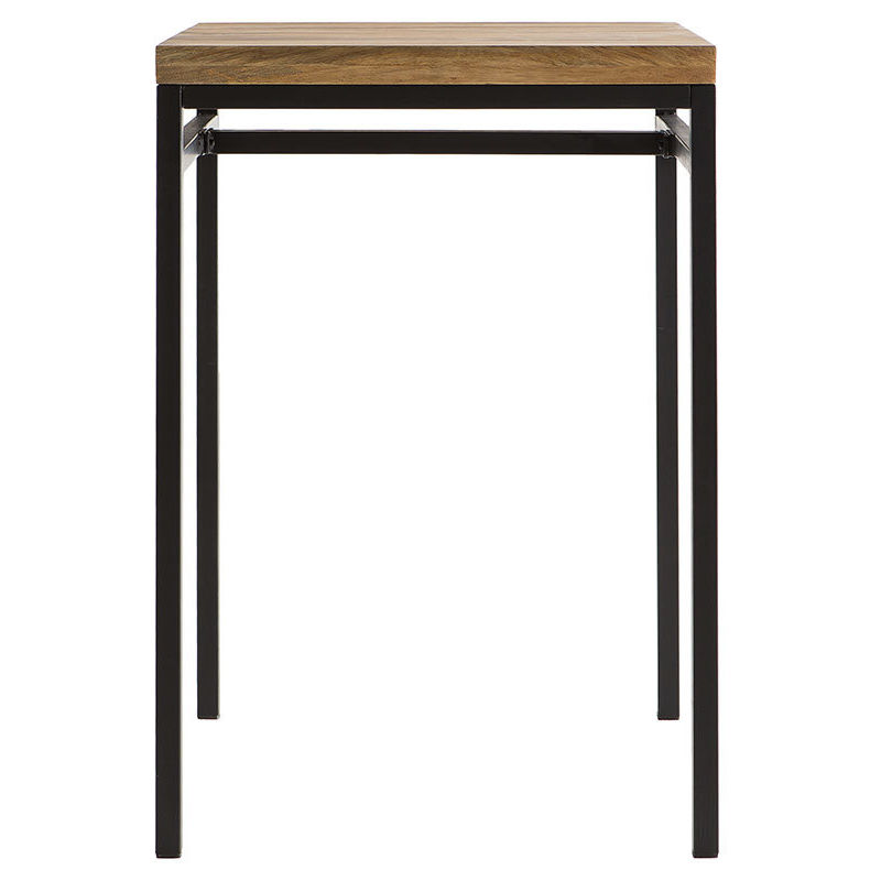 table haute carrée en manguier massif et métal noir l70 cm ypster - bois clair / noir