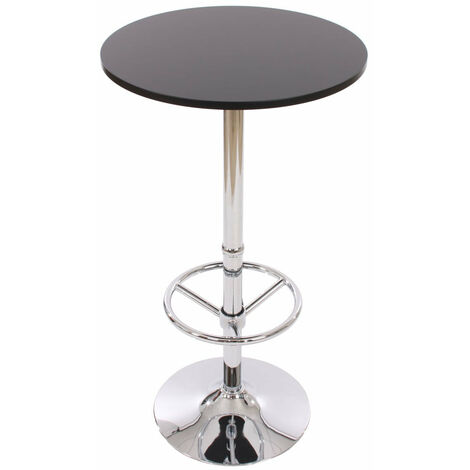 Table haute de bar bistrot avec repose-pied 109 cm noir TAB04003