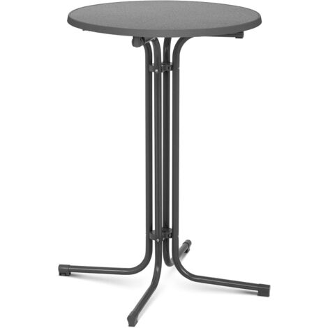 Table Haute De Bar Bistrot Mange Debout Restaurant Mobile Plateau Ø 70cm Gris - Gris