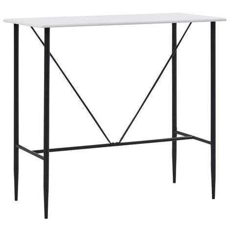 Table haute de bar bois blanc et pieds métal noir Meica 120cm