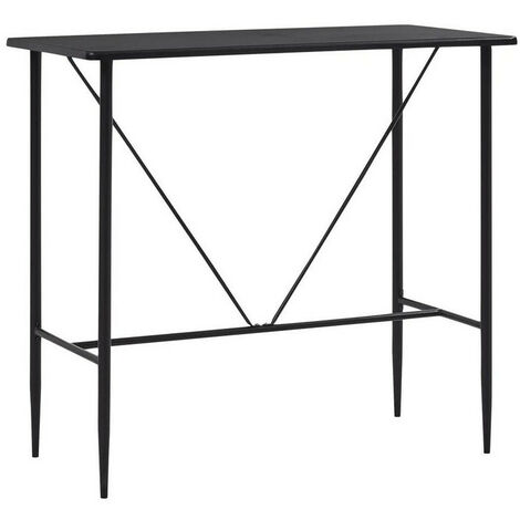 Table haute de bar bois noir et pieds métal noir Meica 120cm