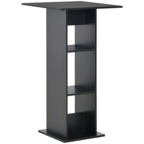 Table haute de bar carrée noir avec 2 étagères Keo 60