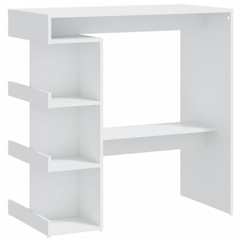 Table haute de bar étagère de rangement Blanc 100x50x101,5