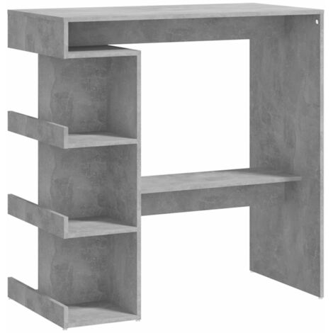 Table haute de bar étagère de rangement Gris béton 100x50x101,5