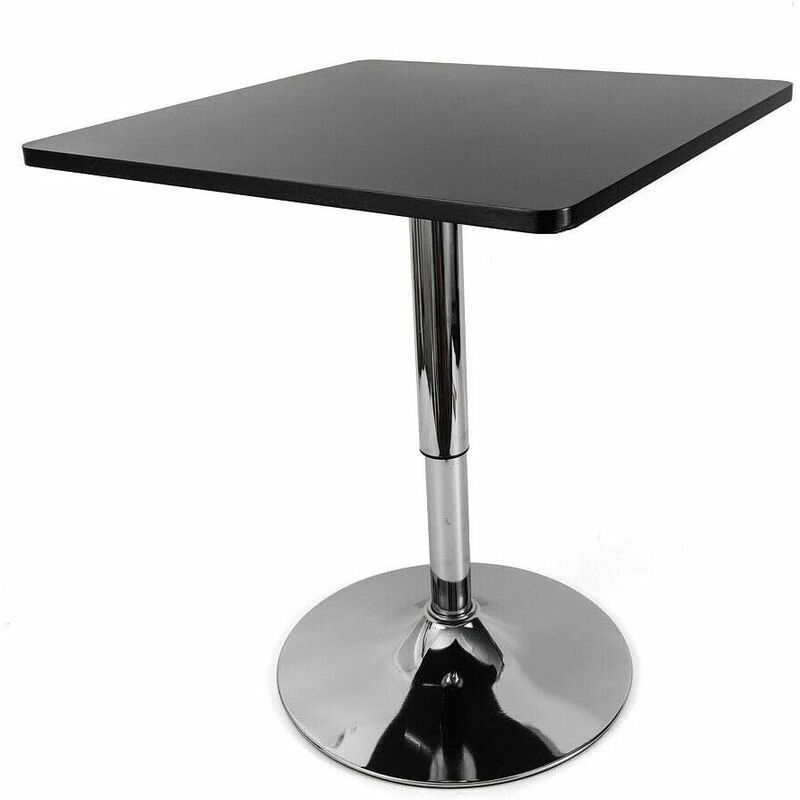 Table Haute de Bar Mange-Debout, Table de Bar carrée réglable en Hauteur, Table Haute 60x60 cm avec piètement en Acier Inoxydable.