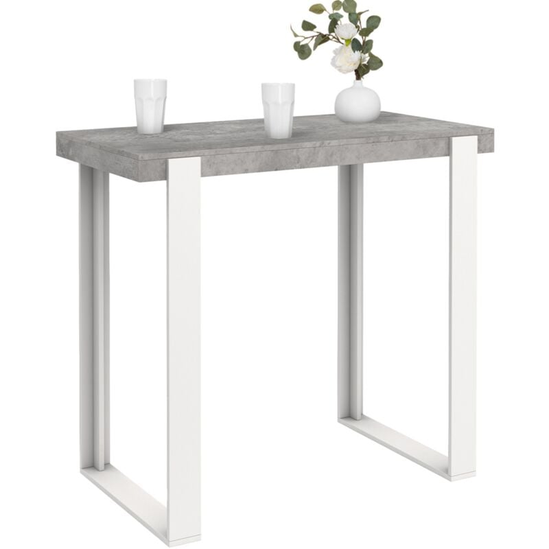 Table haute de bar phoenix effet béton et blanc 113 cm